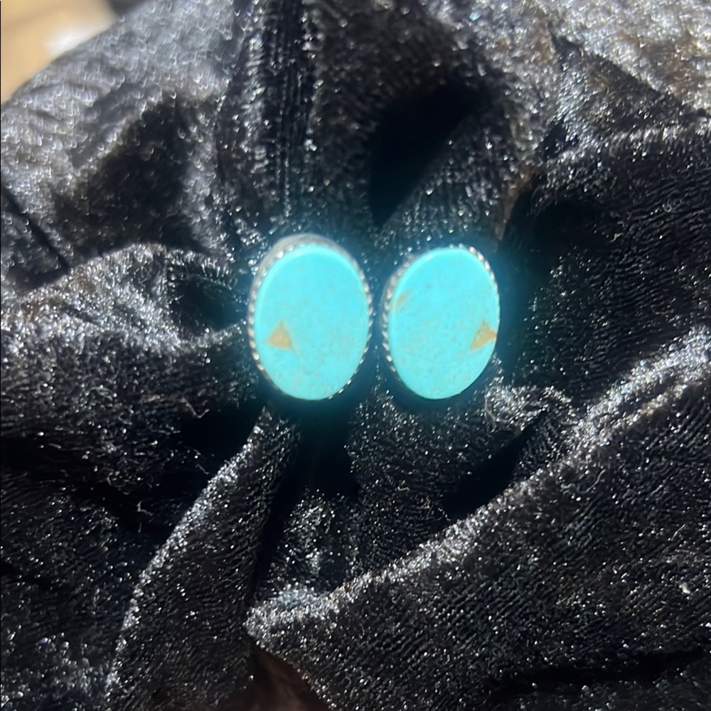Turquoise Double Stone Sterling Silver Ring - size 7